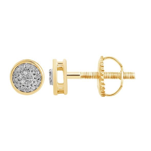 classic earrings for women-Round Diamond Earring (14K)