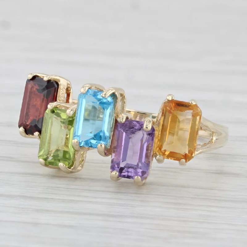 modern diamond engagement rings for women-3.22ctw Gemstone Ring 10k Gold Size 7.25 Garnet Peridot Topaz Citrine Amethyst