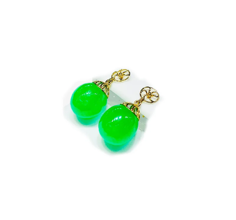 crystal drop earrings for women-Grape Jade Earrings (14K).