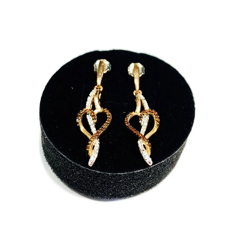 diamond hoop earrings for women-Diamond Heart Cocktail Earrings (10K).