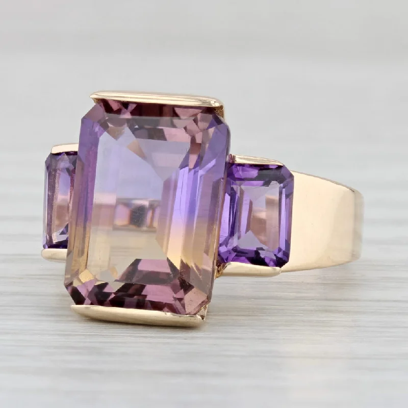 engagement rings with gemstones for women-8.70ctw Orange Purple Ametrine Amethyst Ring 14k Yellow Gold Size 6.75