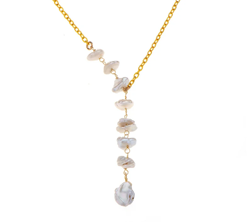 chakra necklaces for women-Nava Zahavi Kashi Pearls and Vermeil Tie Necklace