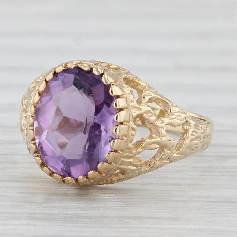 classic solitaire engagement rings for women-2.52ctw Oval Amethyst Solitaire Ring 9k Yellow Gold Size 6.25