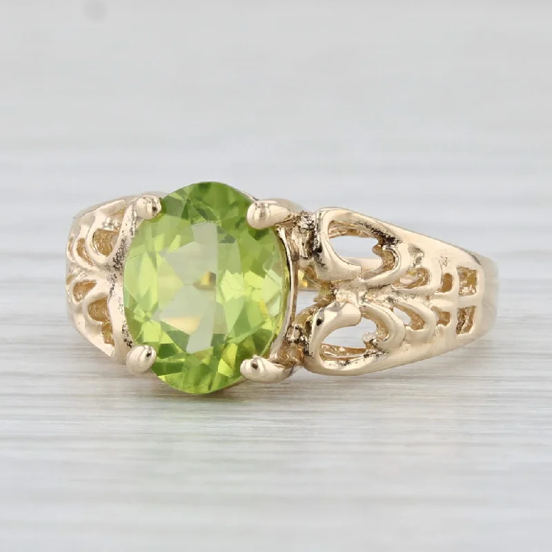 engagement rings with sapphire stones for women-1.75ct Peridot Oval Solitaire Ring 10k Yellow Gold Size 5