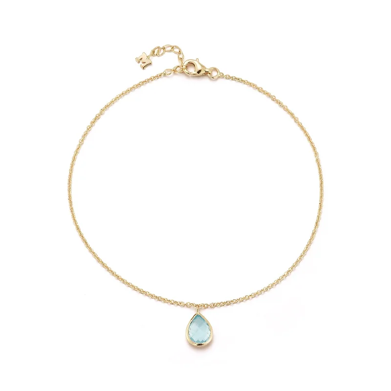 gemstone ankle chains for women-14kt Swiss Blue Topaz Pear Anklet