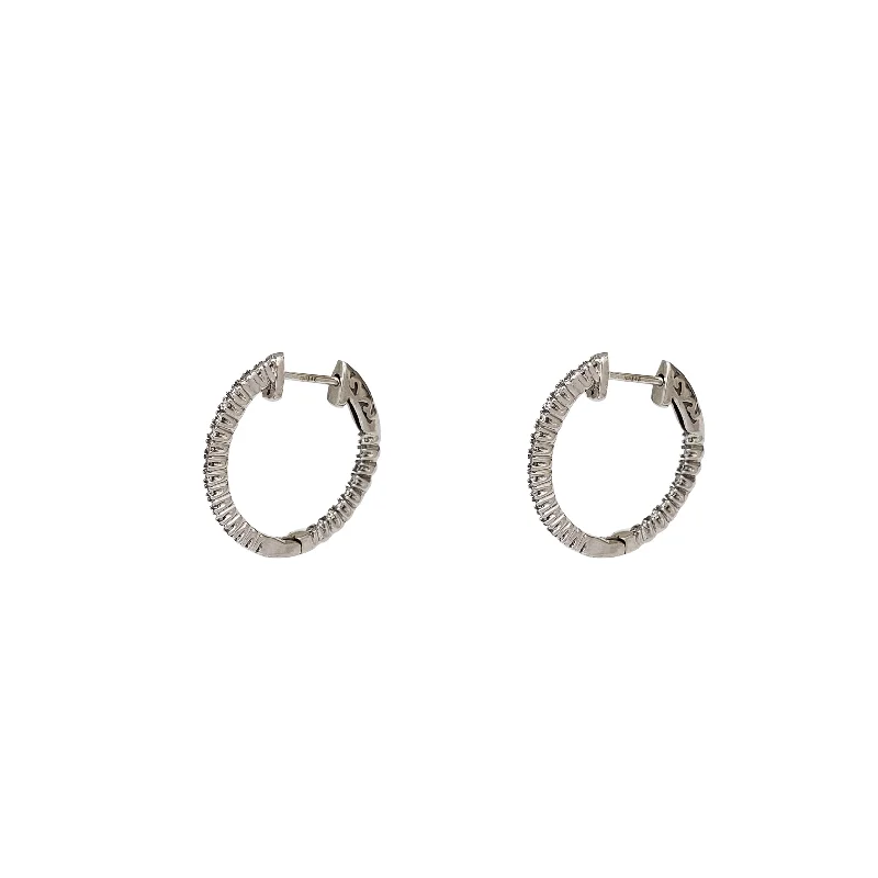 bohemian earrings for women-Diamond Inside-Out Hoops Earrings (14K)