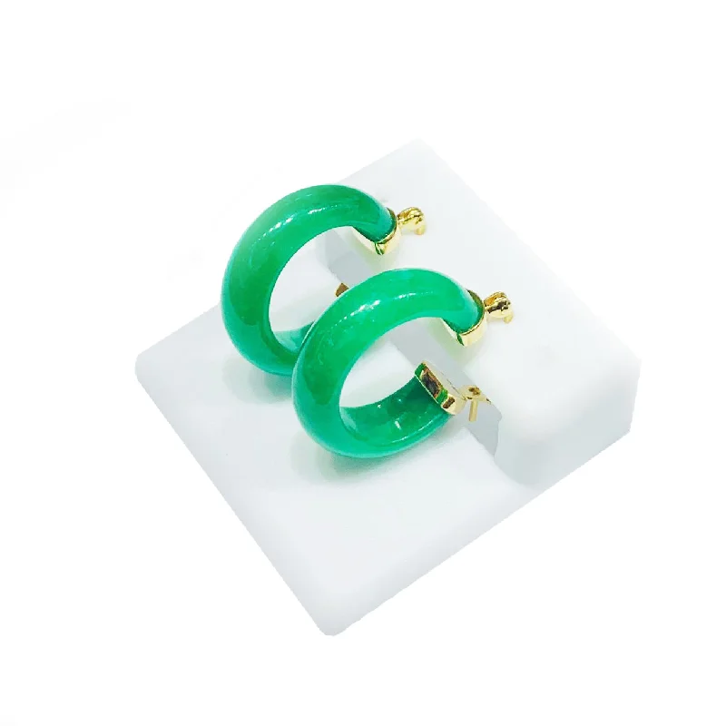 diamond hoop earrings for women-Jade Hoop Earrings (14K)