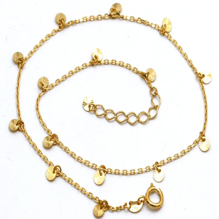 custom anklets for women-Real Gold Dangler Charms Adjustable Size Anklet 0377 (25 C.M) A1330