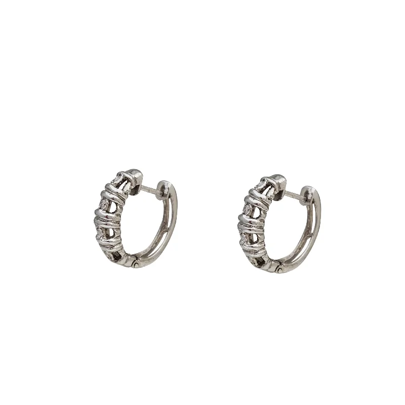 delicate earrings for women-Diamond Huggie/Hoops Earrings (14K)