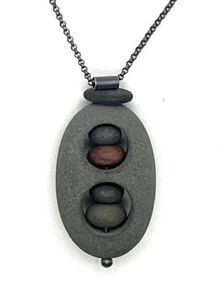 engraved necklaces for women-Double Hole Rock in Rock Necklace