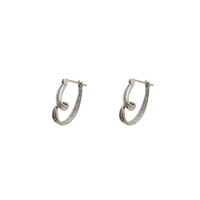 sterling silver drop earrings for women-Diamond Twist Huggie Earrings (14K)