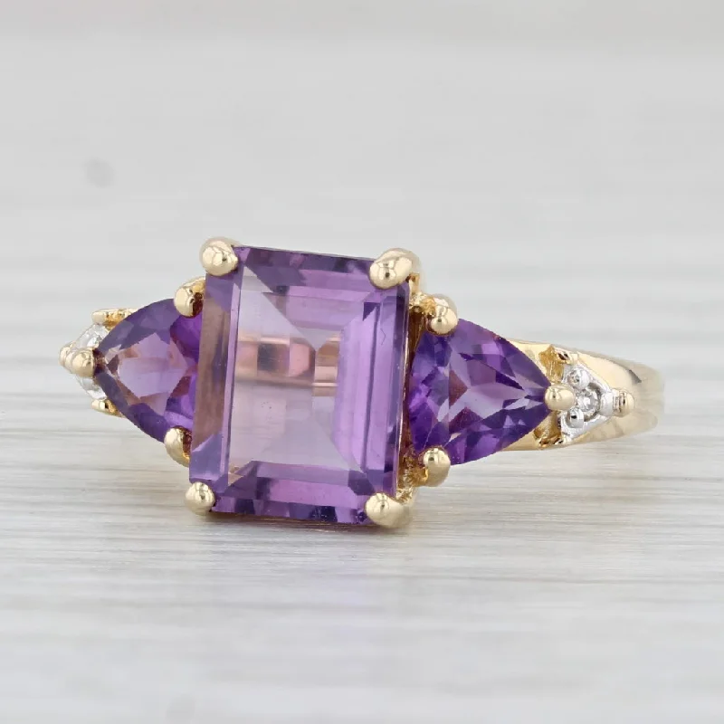 matching engagement rings for women-2.80ctw Amethyst Ring 10k Yellow Gold Size 6 Diamond Accents