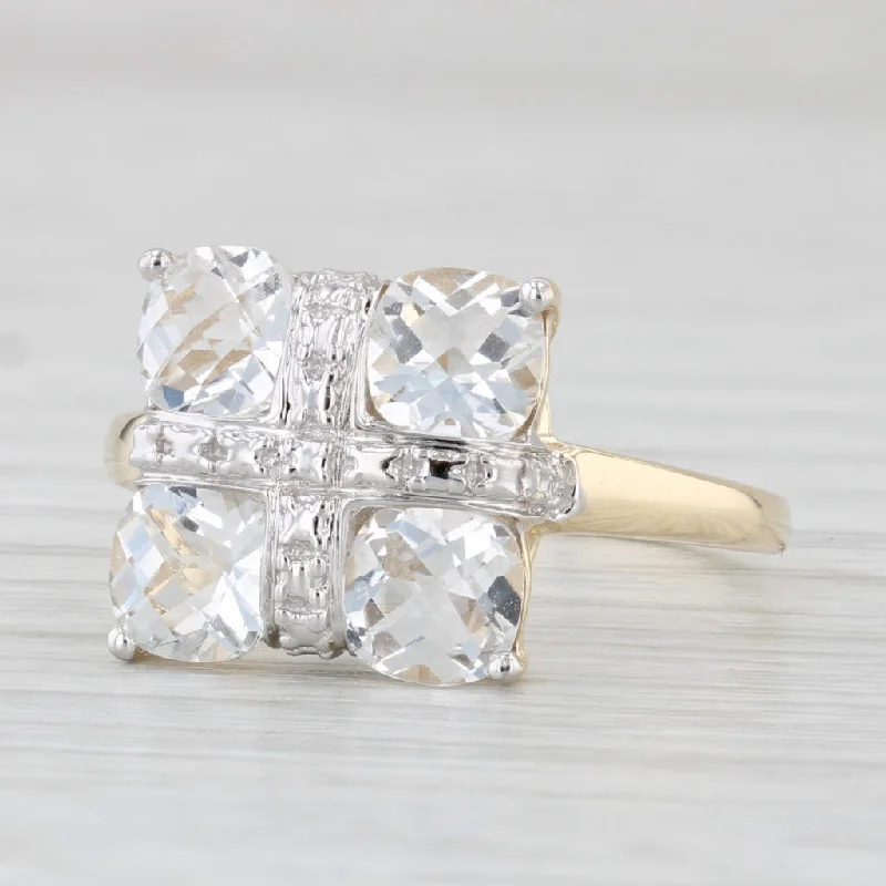 unique custom engagement rings for women-2.60ctw Clear Quartz Ring 10k Yellow Gold Size 8.25