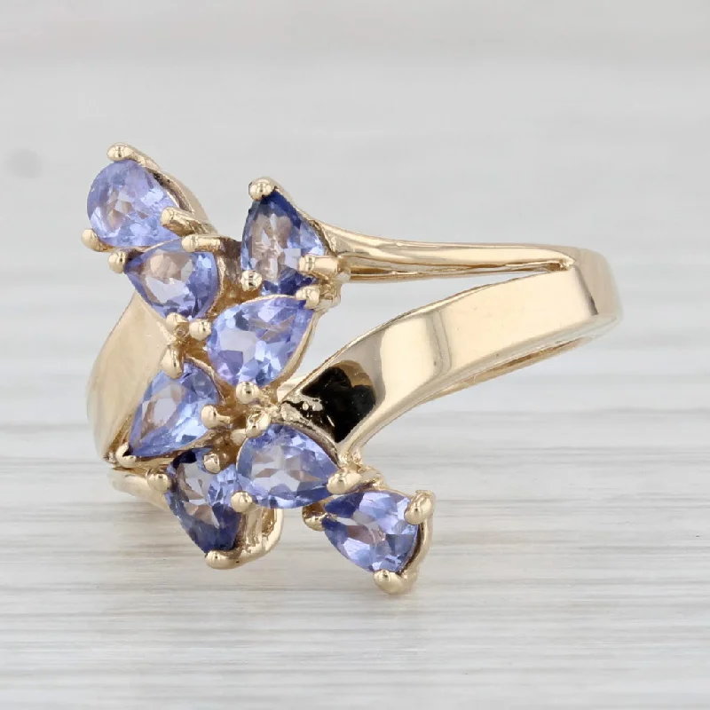 affordable engagement rings for women-1.20ctw Tanzanite Cluster Ring 14k Yellow Gold Size 5