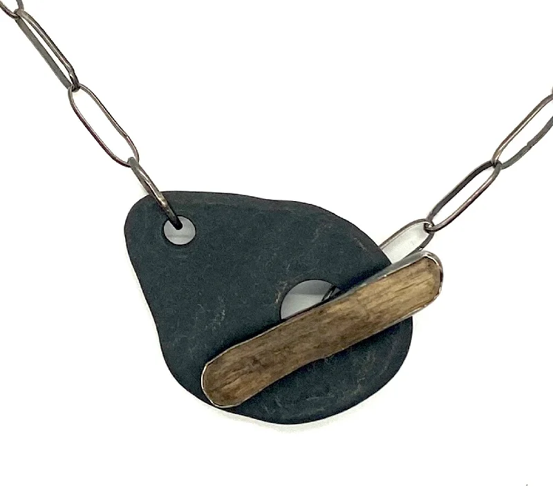 diamond heart necklaces for women-Toggle Rock & Driftwood Necklace