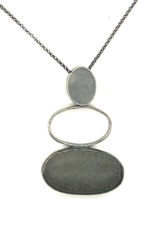 personalized name necklaces for women-Silver and Rock Stack Necklace