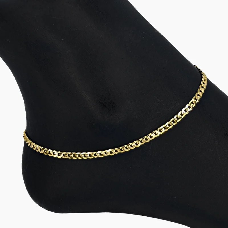 custom anklets for women-Valente Curb Chain Anklet - Gold