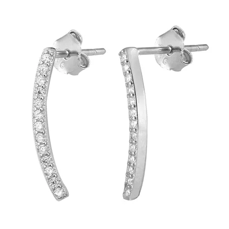 crystal drop earrings for women-Curved Bar Earrings