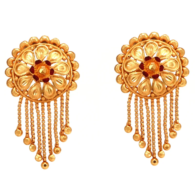 large earrings for women-Pujarini - Medium Size Pasha With Jhalor