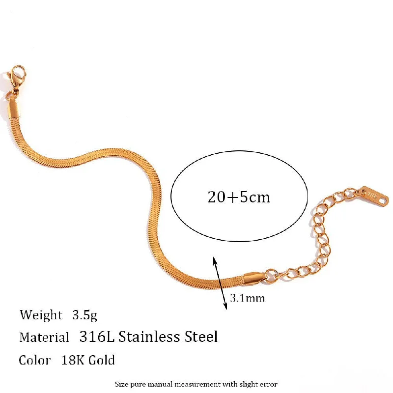 3mm wide blade chain foot chain - gold 20cm 5cm