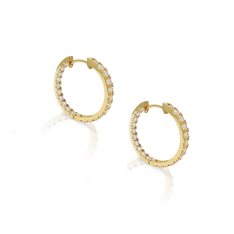 diamond hoop earrings for women-Eternity Inside-Out Hoop Earrings (14K)