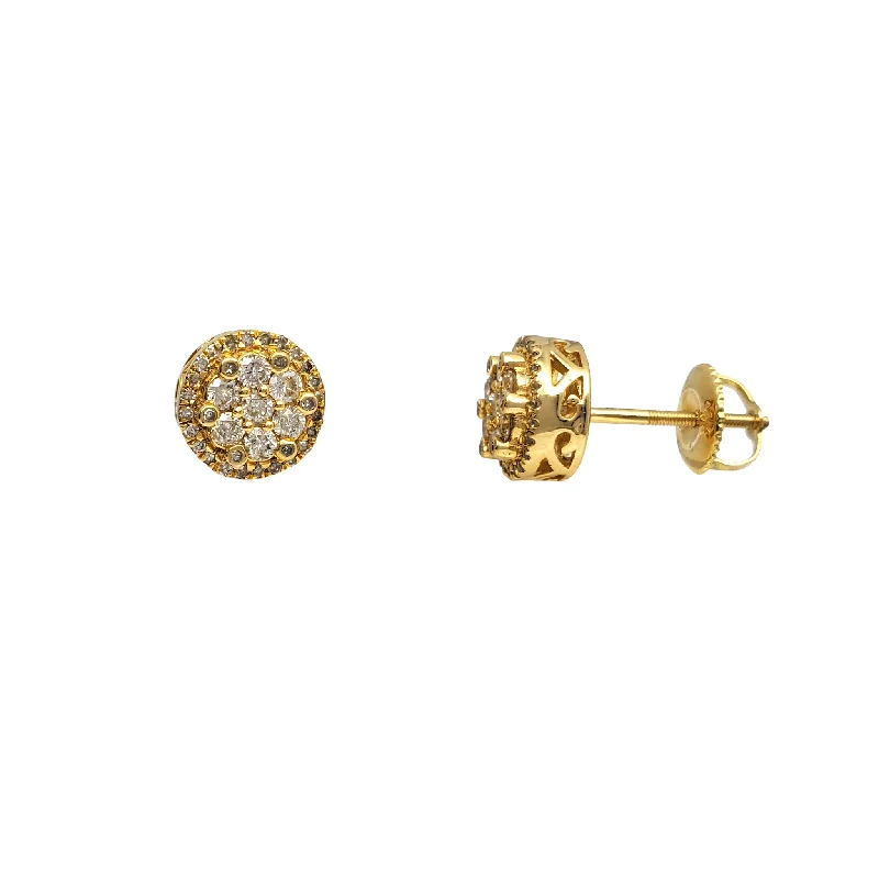 chic gold earrings for women-Diamond Cluster Round Stud Earrings (14K)