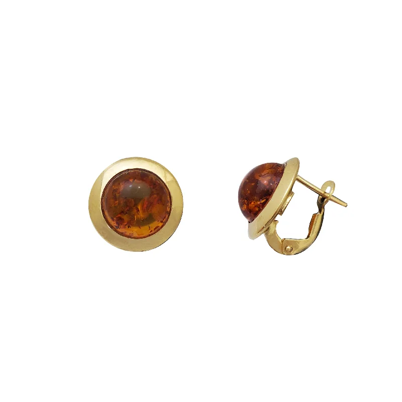 trendy crystal earrings for women-Amber Omega Back Earrings (14K)