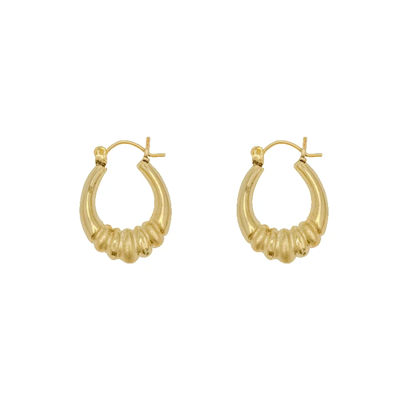 clip-on stud earrings for women-Fluted Hoop (10K)