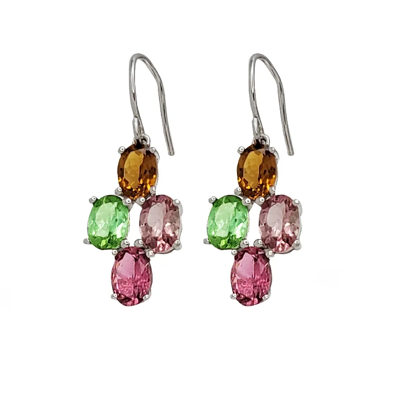 bold earrings for women-Multi-Color Dangling Earring (Silver)