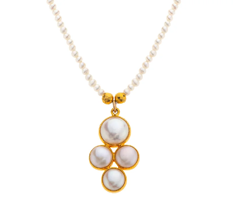 diamond necklaces for women-Nava Zahavi Yellow Gols Pearl Clover Necklace