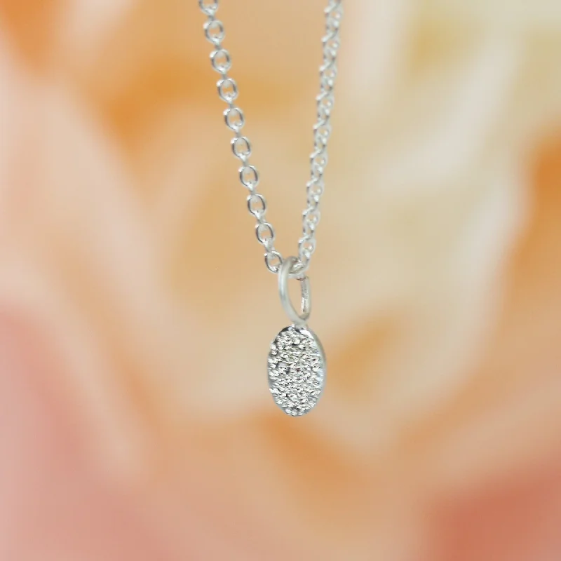 silver chain necklaces for women-DIAMOND DUSTED TINY OVAL NECKLACE