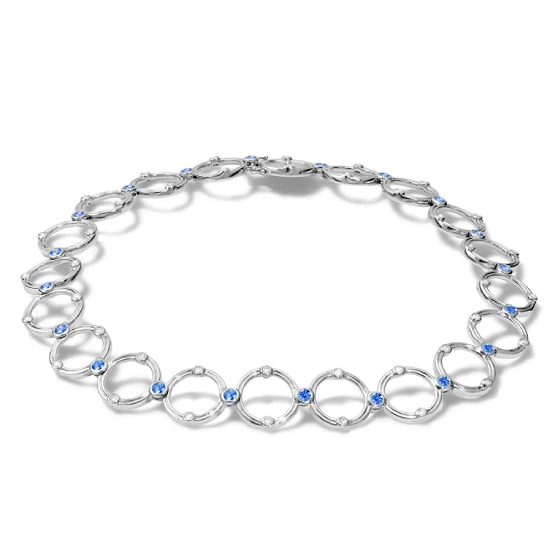 trendy name necklaces for women-Volo d'Angelo Necklace 18ct White Gold - Sapphire & Diamond