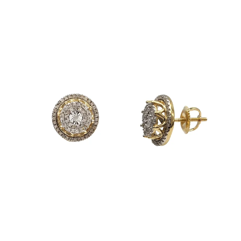 contemporary earrings for women-Diamond King Crown Stud Earrings (10K)