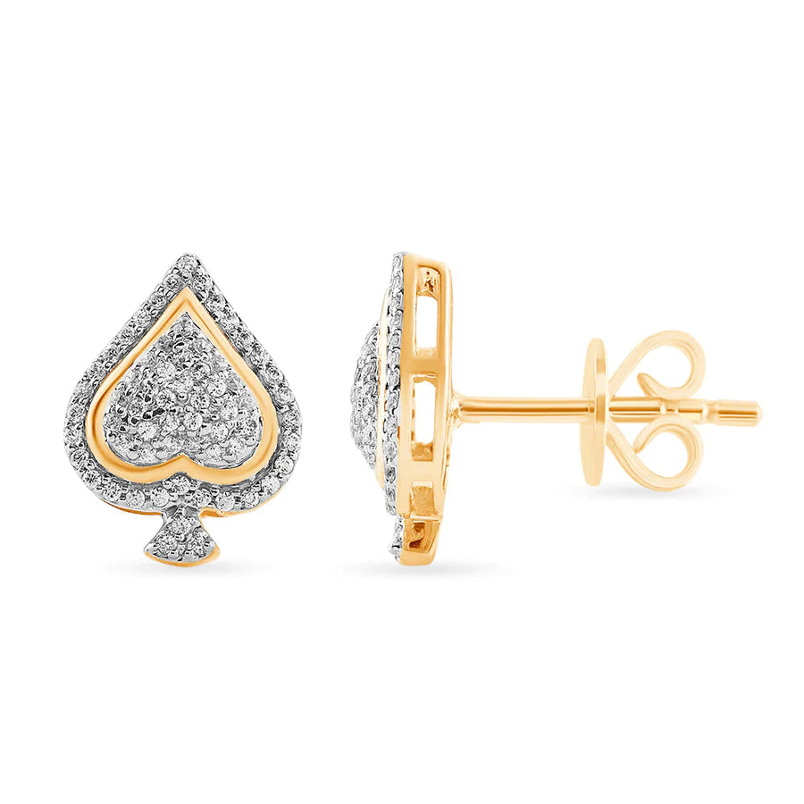 romantic earrings for women-Diamond Aces Stud Earrings (14K)