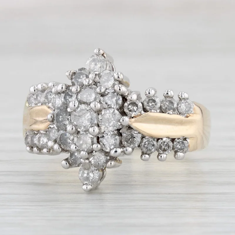 custom engagement rings for women-1.25ctw Marquise Diamond Cluster Ring 10k Gold Size 10 Cocktail