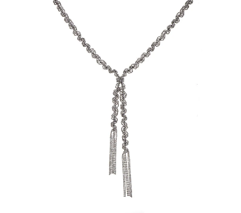 fashionable necklaces for women-Nava Zahavi Sterling Silver Tie Necklace