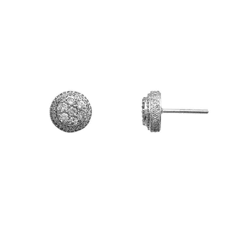 crystal heart earrings for women-Diamond Honeycomb Round Stud Earrings (14K)