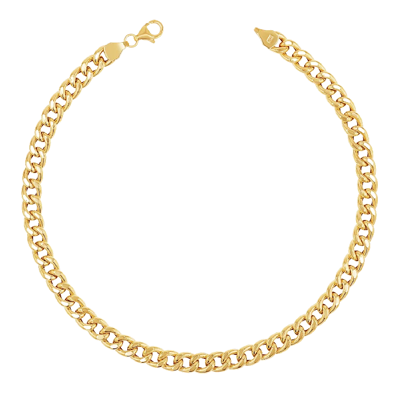 romantic charm anklets for women-14K Miami Cuban Curb Link Anklet 5.5mm