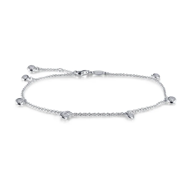 simple ankle chain bracelets for women-Bezel-Set Station Anklet