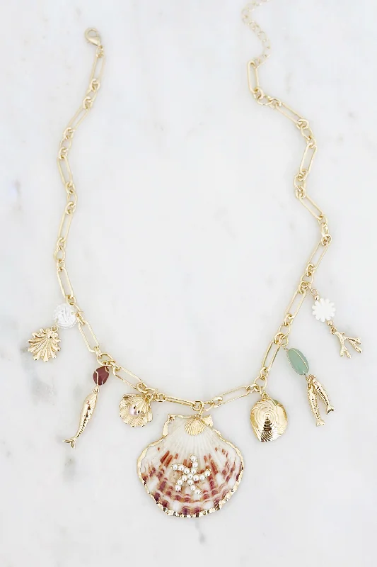 charm necklaces for women-By The Bay Shell Necklace