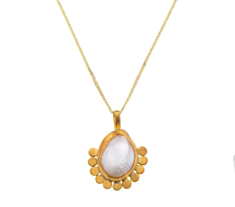 engraved necklaces for women-Nava Zahavi Yellow Gold Wild Fresh Water Pearl Necklace