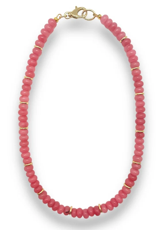 birthstone necklaces for women-Pink Jade Beaded Necklace