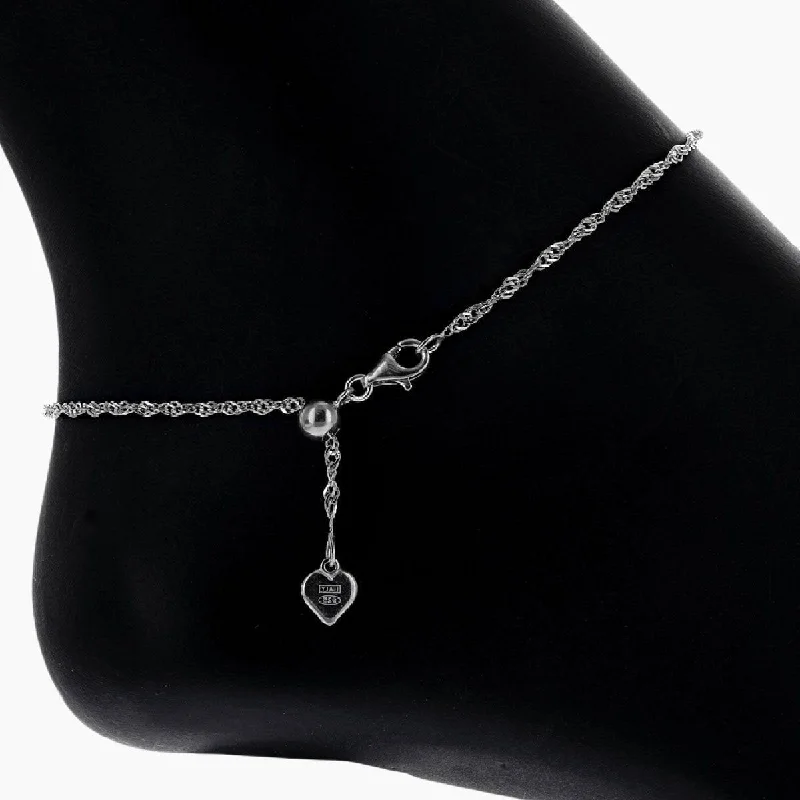 diamond ankle bracelets for women-Adjustable Milano Twist Sterling Silver Anklet