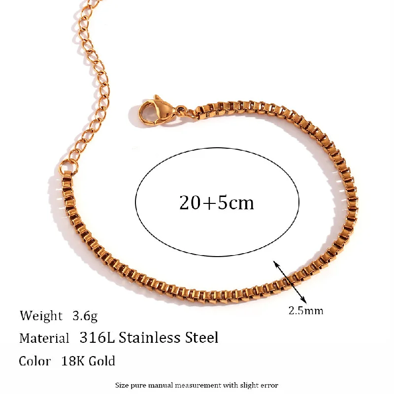 2.5mm Box Chains - Gold Feet Chains -20cm 5cm