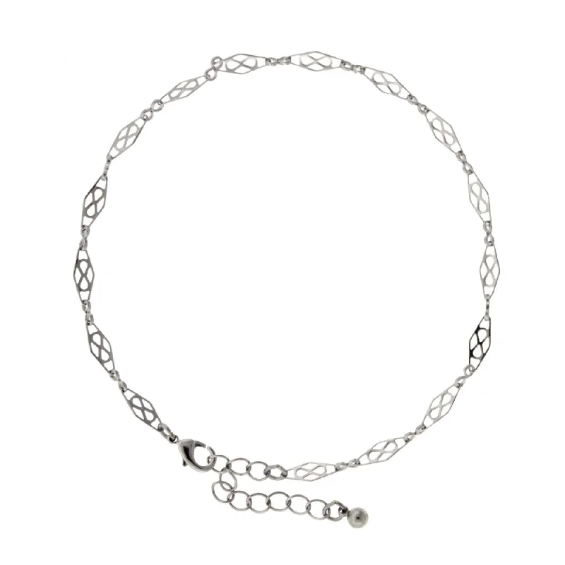 bohemian anklets for women-1928 Jewelry Silver Oval Figure 8 Anklet 9" + 1.5" Extension