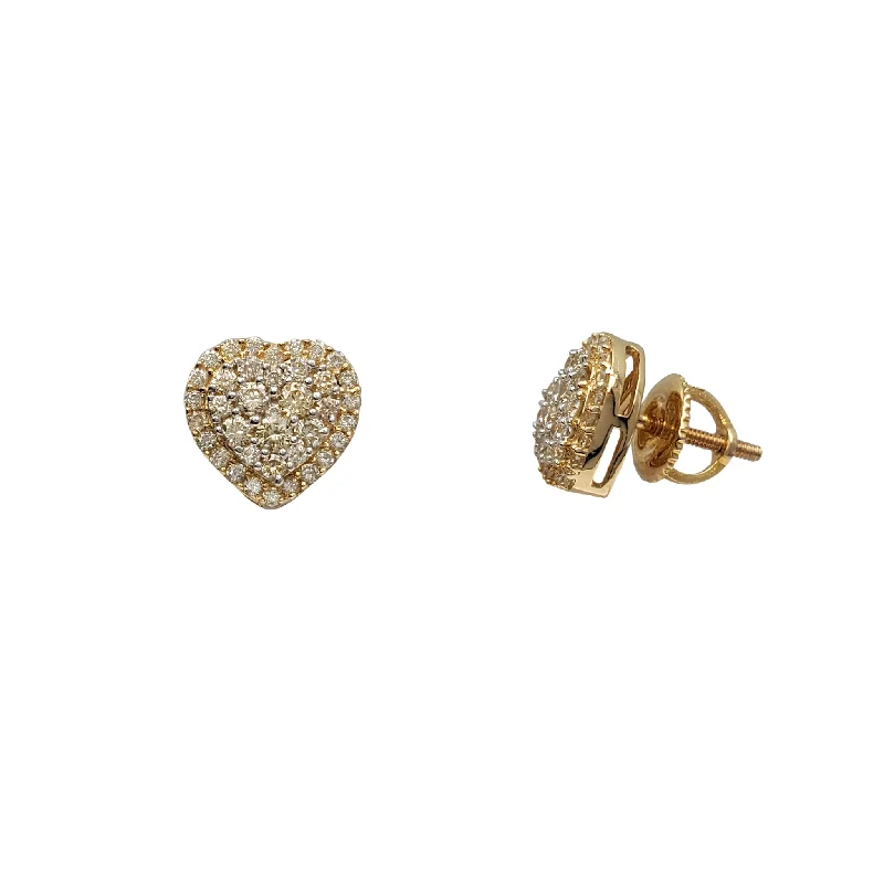 delicate earrings for women-Diamond Heart Stud Earrings (14K)