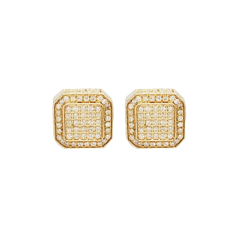 fashion earrings for women-Diamond Square Earrings (14K).