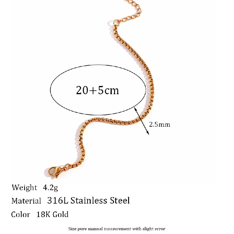 2mm square pearl chain - gold ankle chain -20cm 5cm