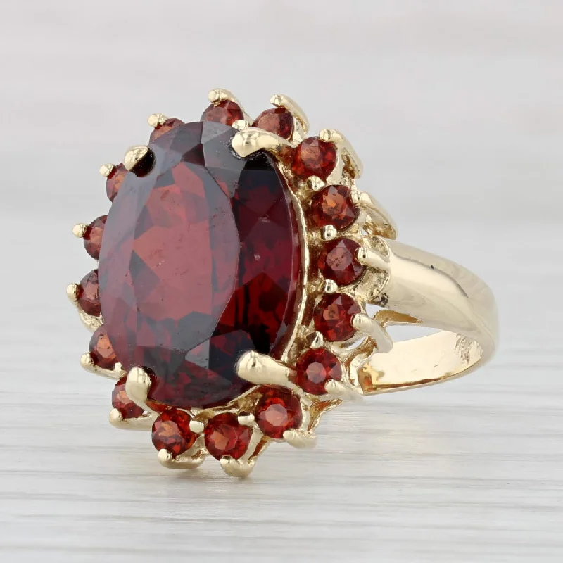 platinum and diamond engagement rings for women-1.24 Garnet Red Glass Ring 14k Yellow Gold Size 7.5 Cocktail