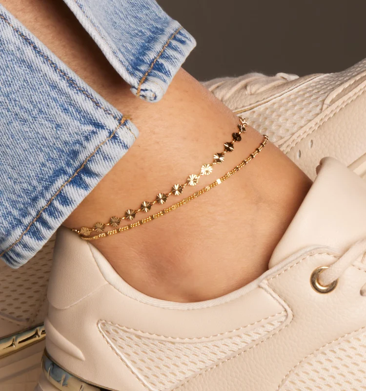 charm ankle chains for women-Gold Anklet With Coin Chain